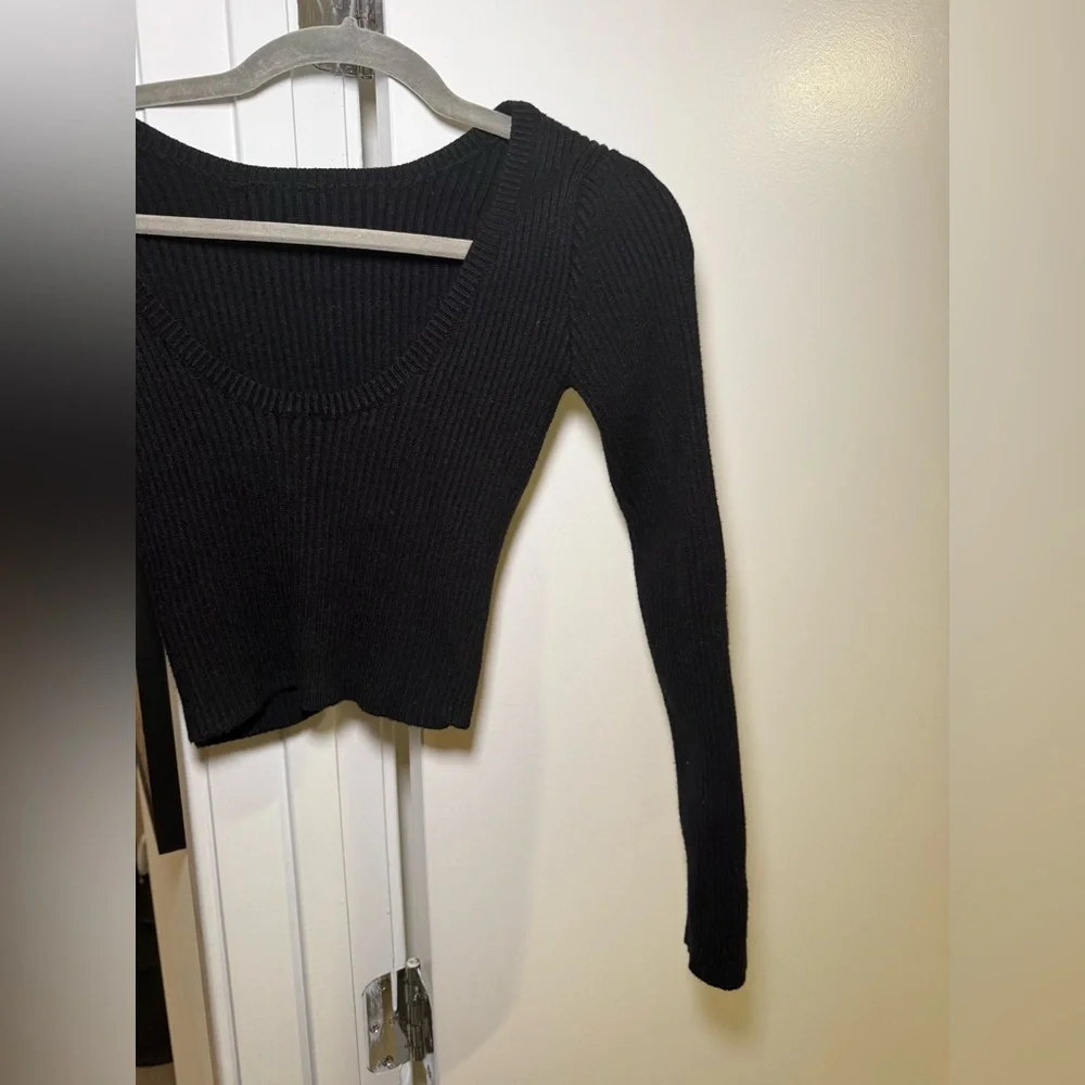 Astr Charcoal Ribbed Sweater